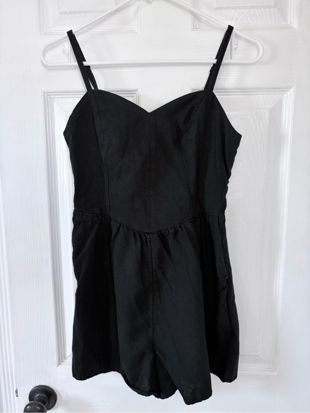 Old Navy Linen Blend Black Smocked Romper